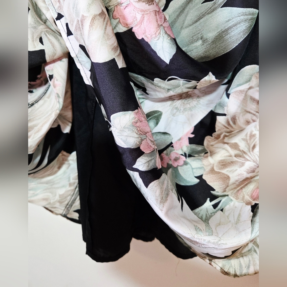 Anne Klein Floral On Black Midi Dress, 3/4 Sleeve, Lined, Size 10, NWT - Picture 6 of 7
